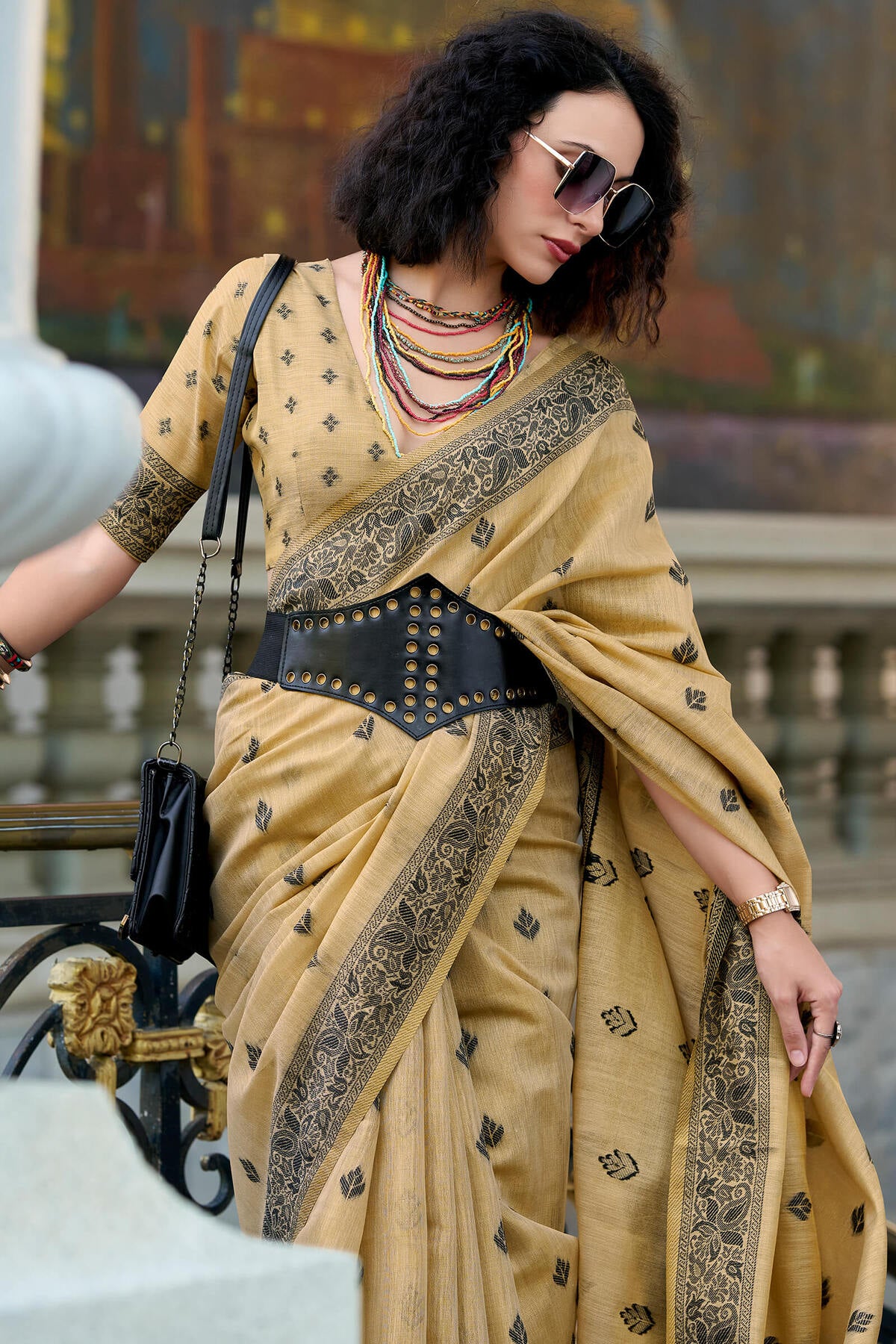 Fancifull Light Brown Cotton Silk Saree With Lissome Blouse Piece - Image 2