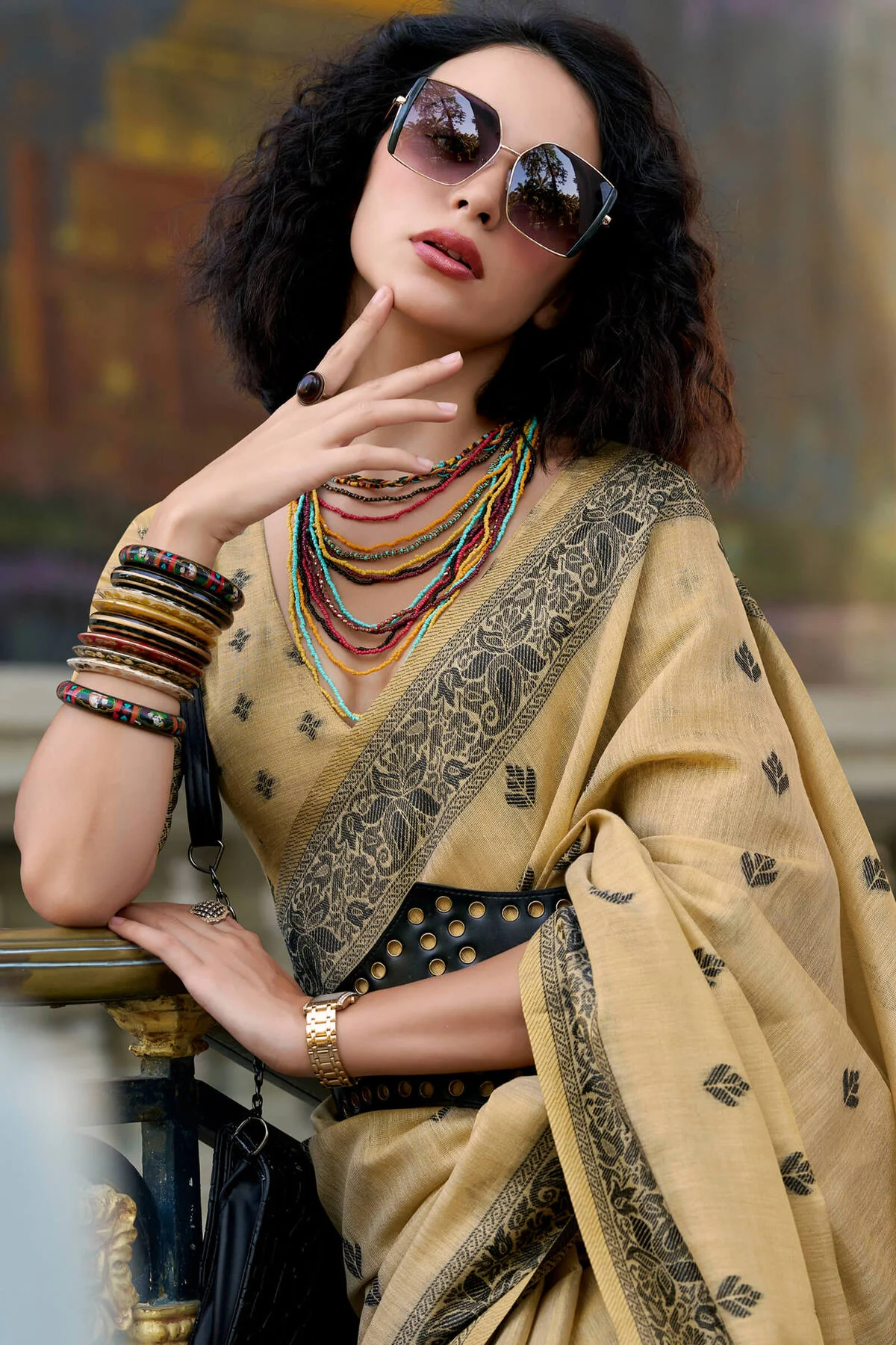 Fancifull Light Brown Cotton Silk Saree With Lissome Blouse Piece - Image 4