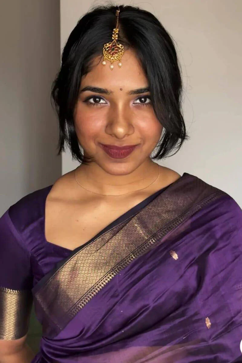 Fantabulous Purple Cotton Silk Saree With Pleasurable Blouse Piece - Image 5