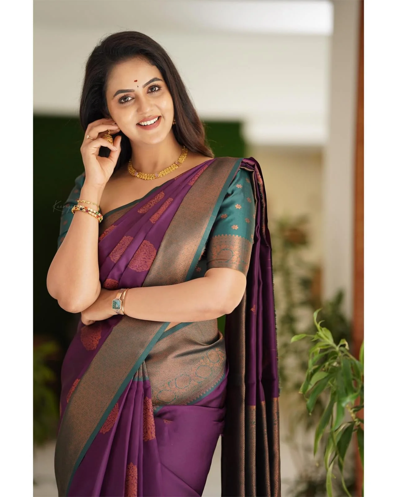 Felicitous Purple Soft Silk Saree With Imaginative Blouse Piece - Image 7