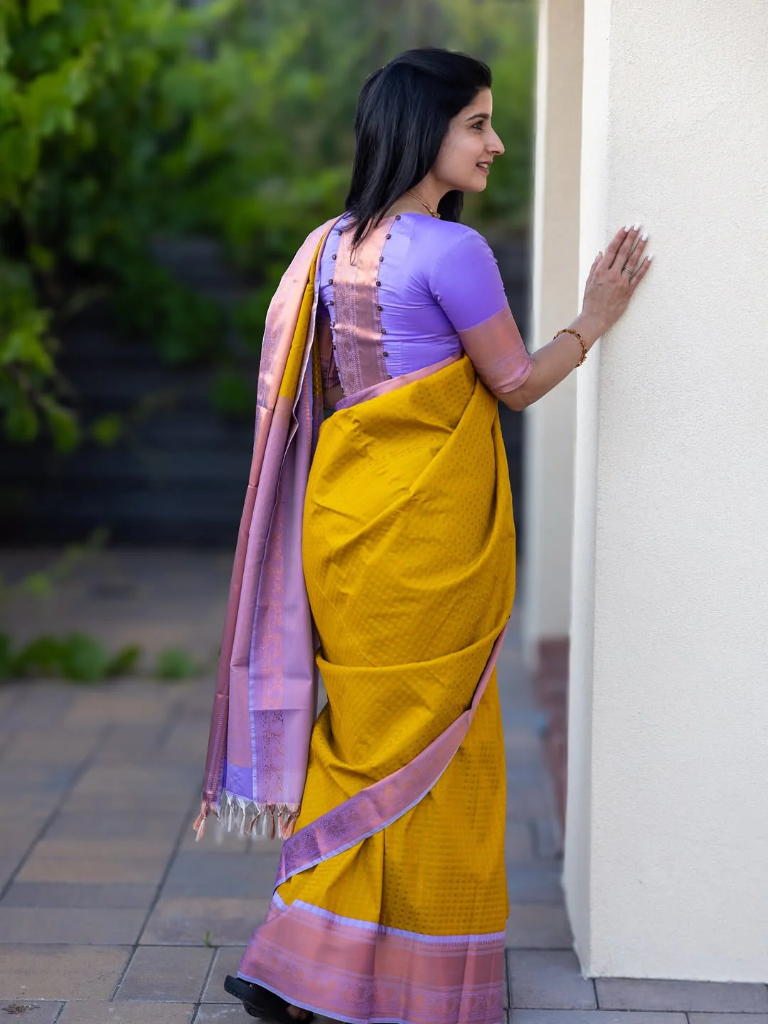 Felicitous Yellow Soft Silk Saree With Desiring Blouse Piece - Image 5