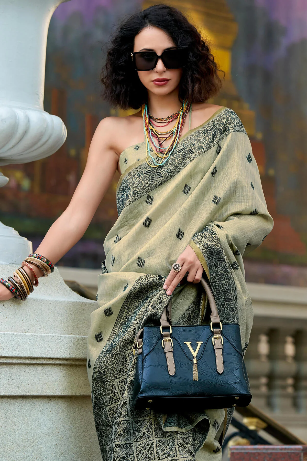 Flamboyant Beige Cotton Silk Saree With Preferable Blouse Piece - Image 2