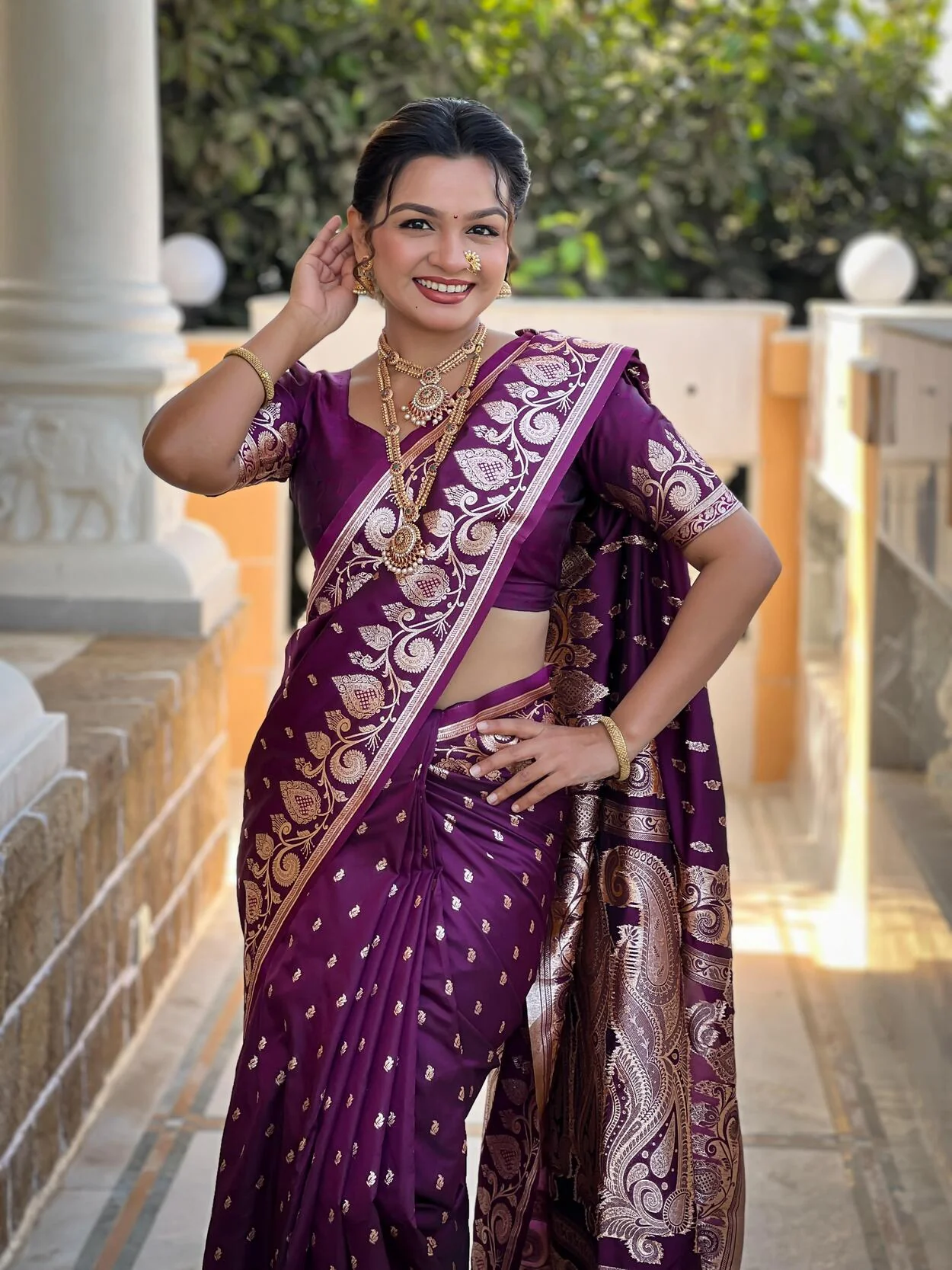 Flameboyant Wine Soft Banarasi Silk Saree With Inspiring Blouse Piece - Image 2