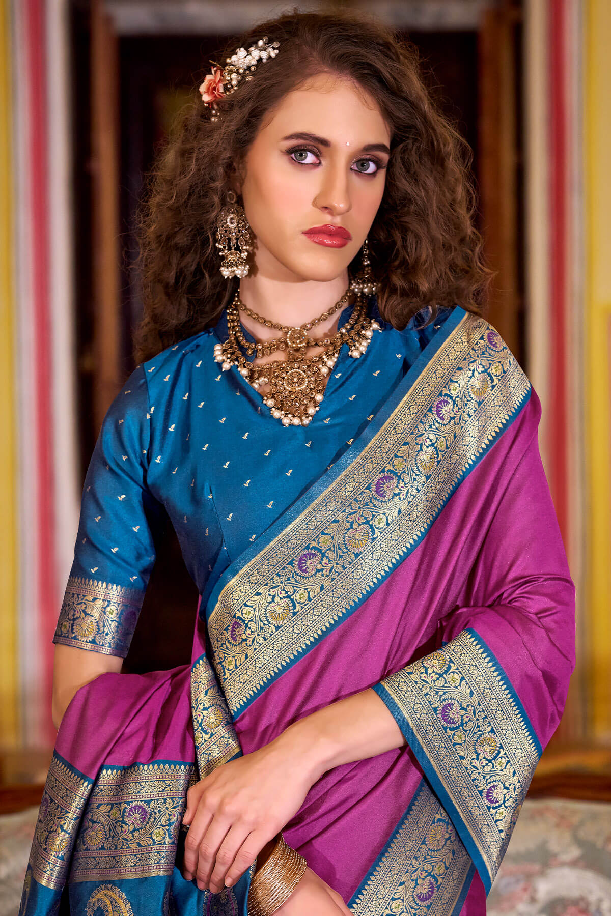 Flaunt Dark Pink Soft Banarasi Silk Saree With Exemplary Blouse Piece - Image 2