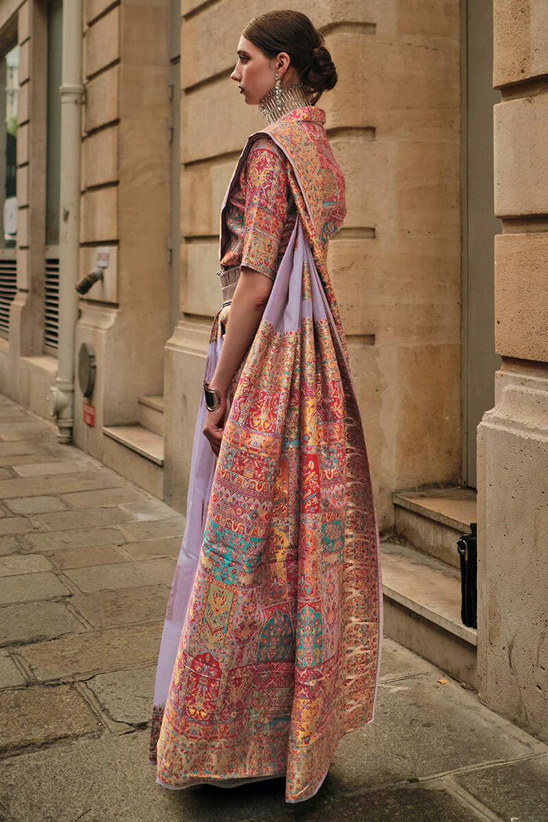 Flaunt Lavender Pashmina saree With Aplomb Blouse Piece - Image 2