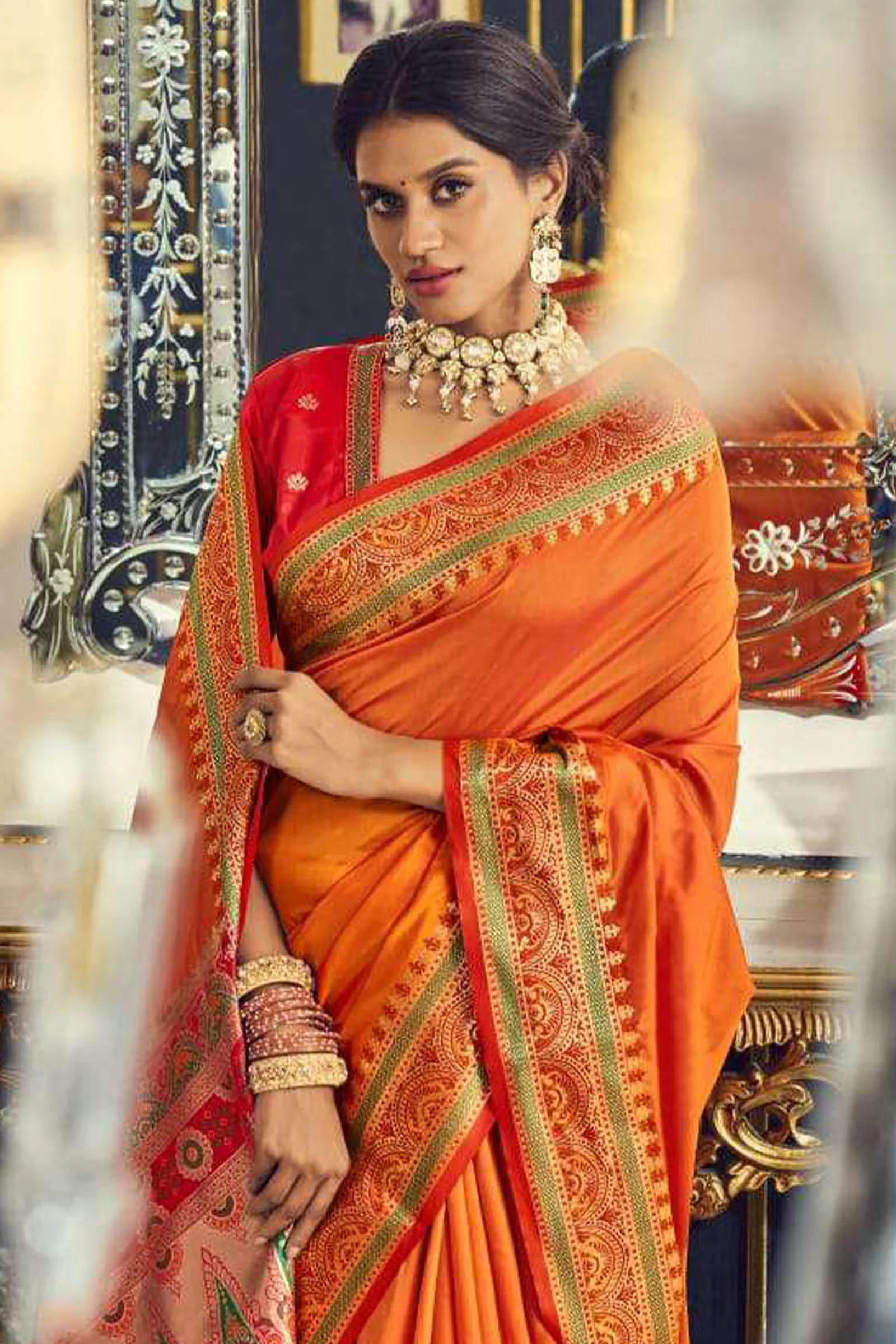 Flaunt Orange Paithani Silk Saree With Proficient Blouse Piece - Image 2