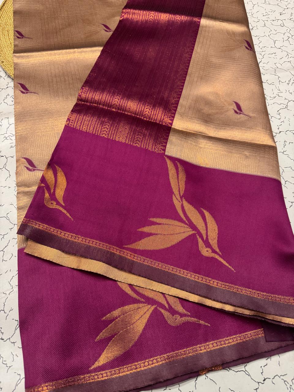 Fugacious Beige Soft Banarasi Silk Saree With Lagniappe Blouse Piece - Image 6