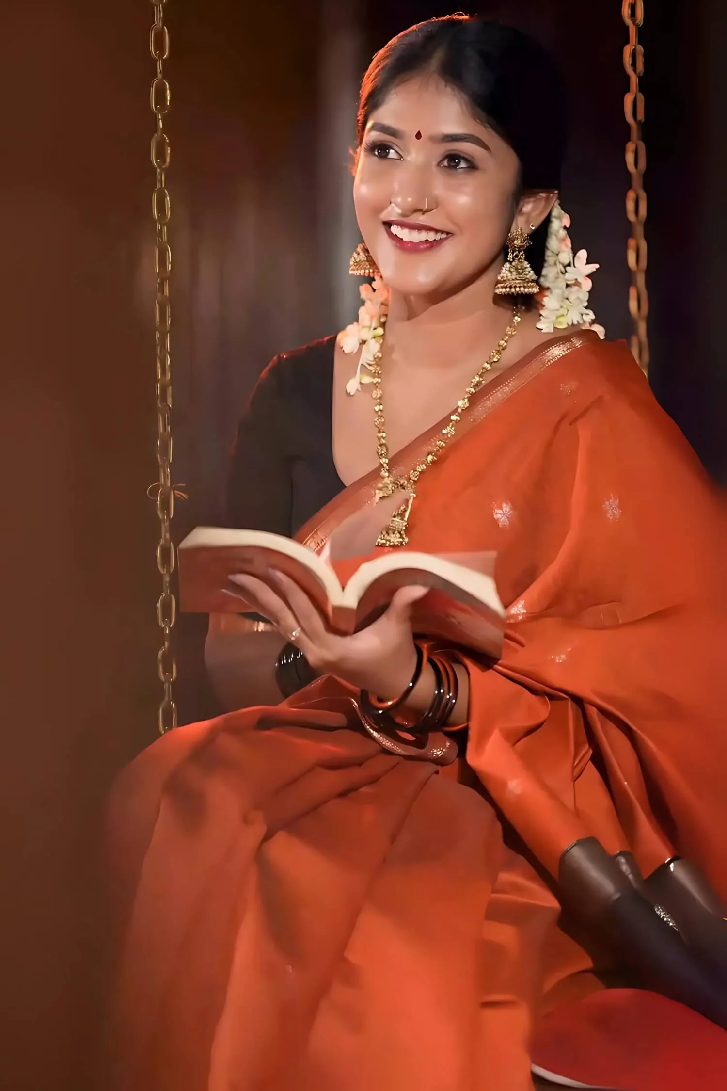 Glorious Orange Cotton Silk Saree With Entrancing Blouse Piece - Image 5