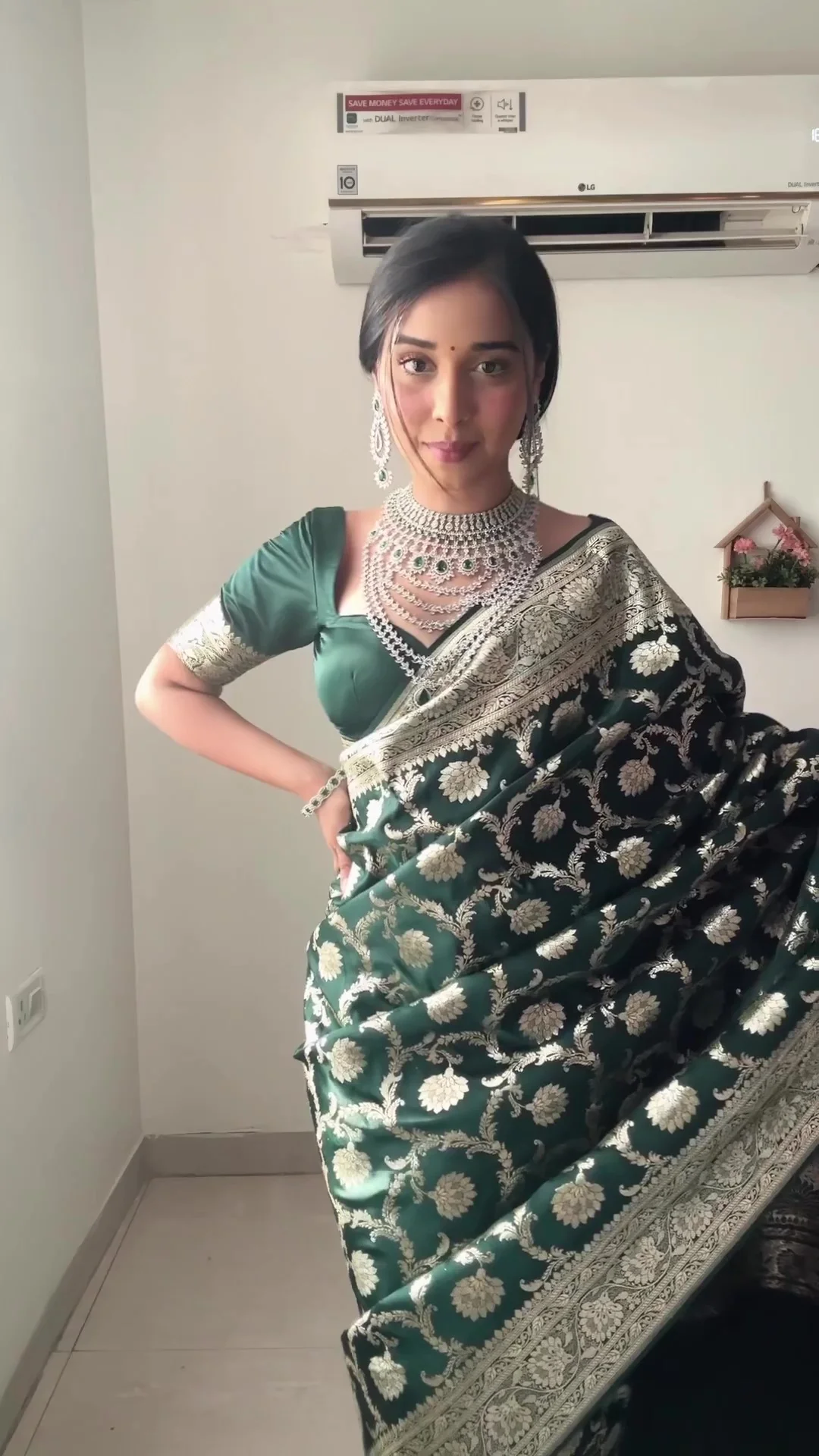 Gorgeous 1-Minute Ready To Wear Green Soft Silk Saree - Image 6