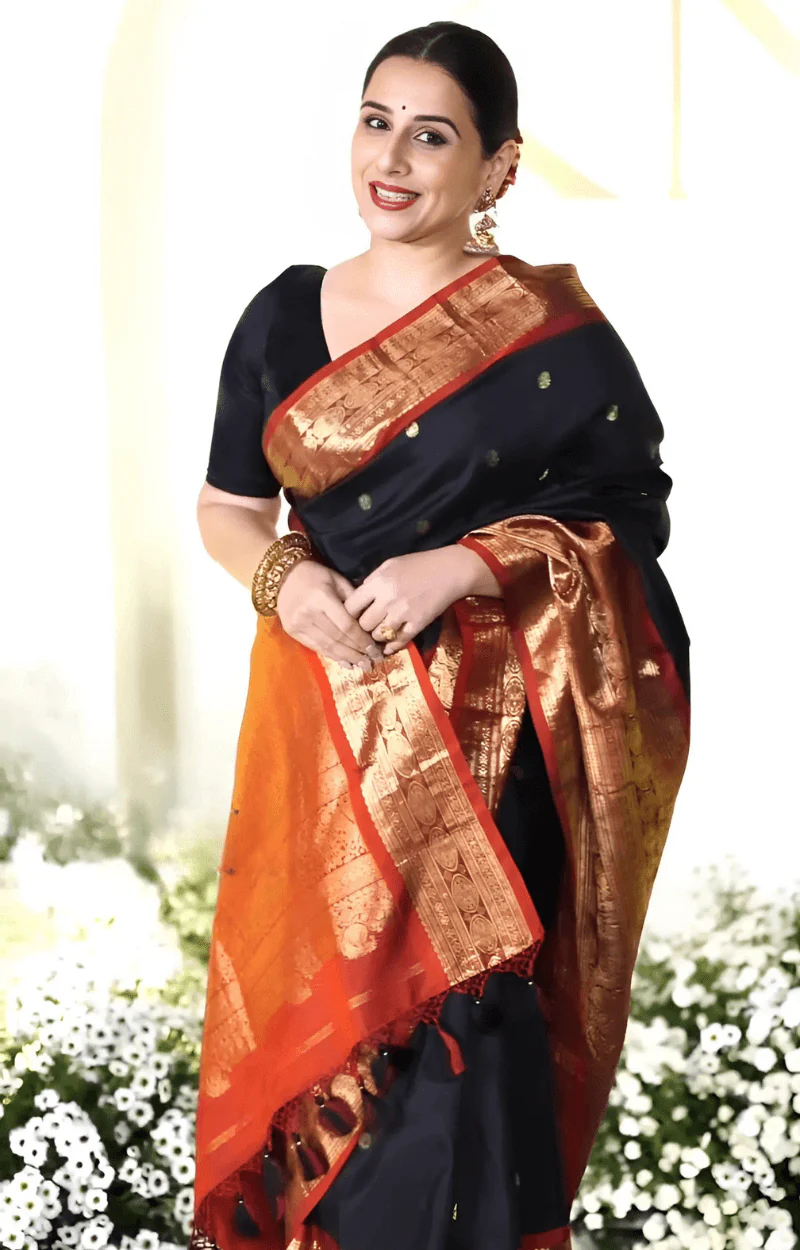 Gratifying Black Soft Banarasi Silk Saree With Assemblage Blouse Piece - Image 4