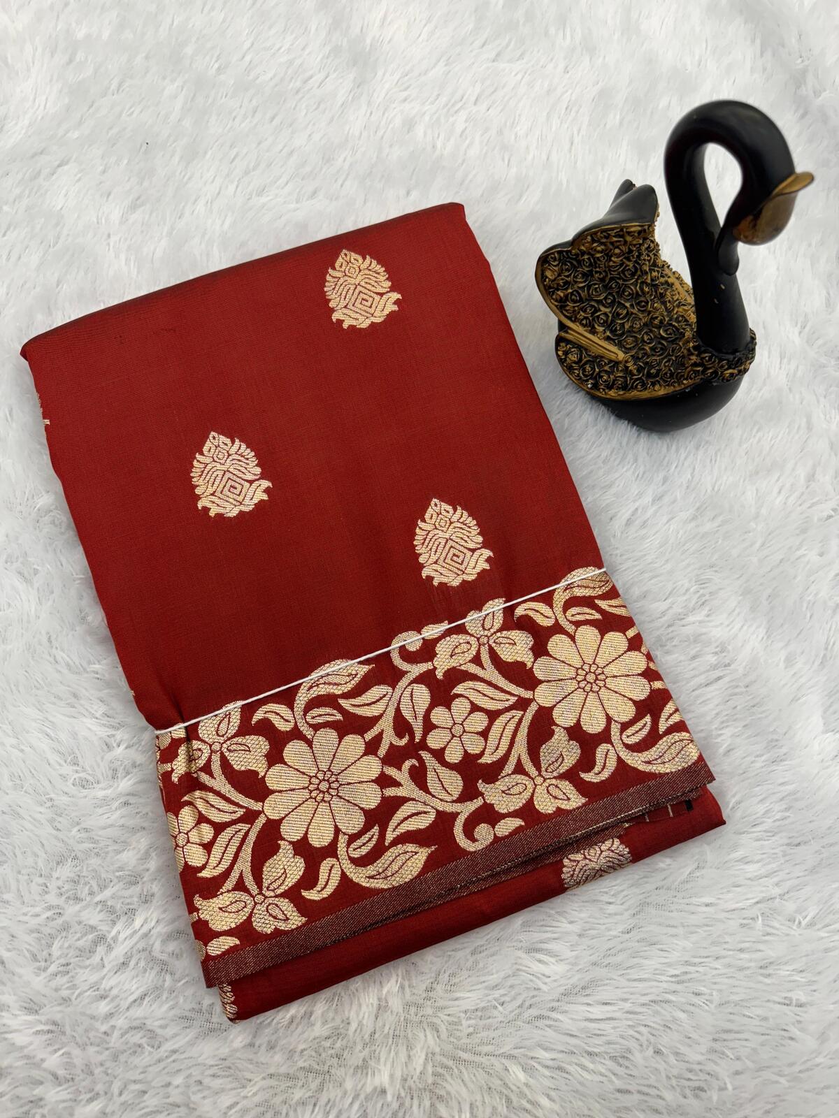 Gratifying Red Soft Banarasi Silk Saree With Admirable Blouse Piece - Image 2