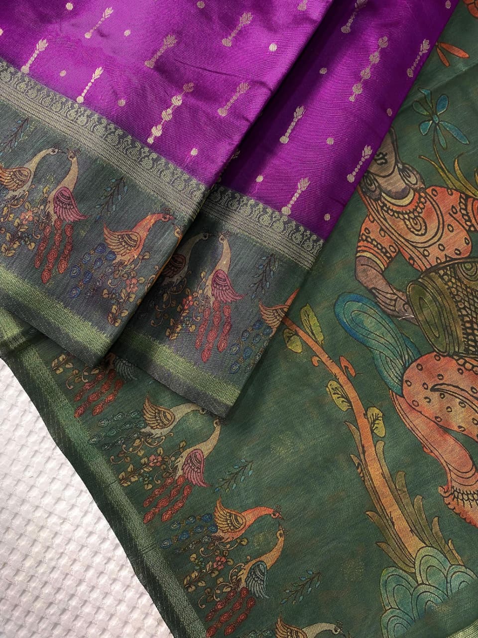 Imbrication Purple Soft Chanderi Silk Printed Saree With Prodigal Blouse Piece - Image 2