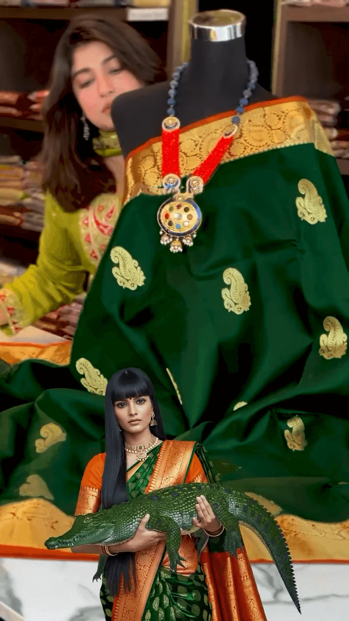 Impressive Dark Green Soft Banarasi Silk Saree With Lovely Blouse Piece - Image 5