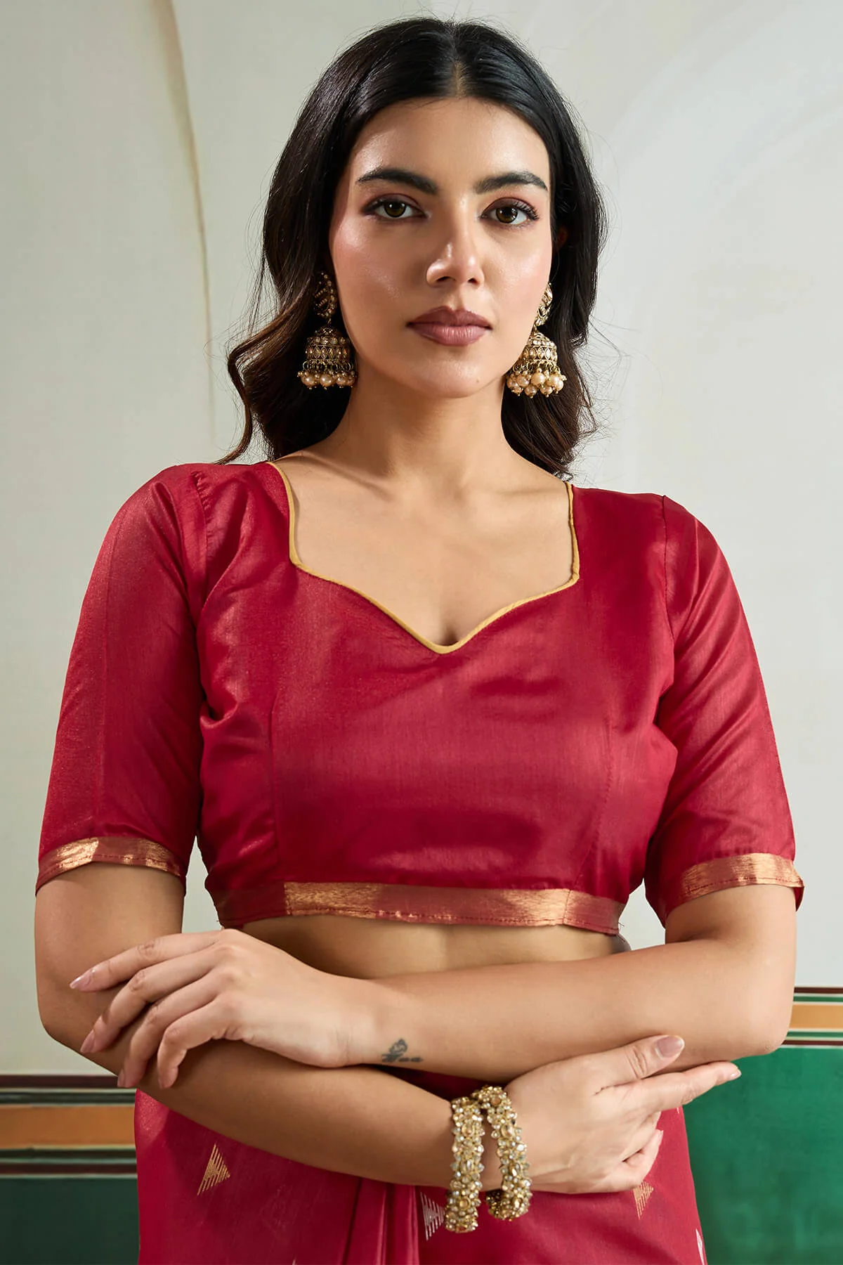 Improbable Maroon Pure Zari Weaving Banarasi Tussar Silk Saree With Marvellous Blouse Piece - Image 4