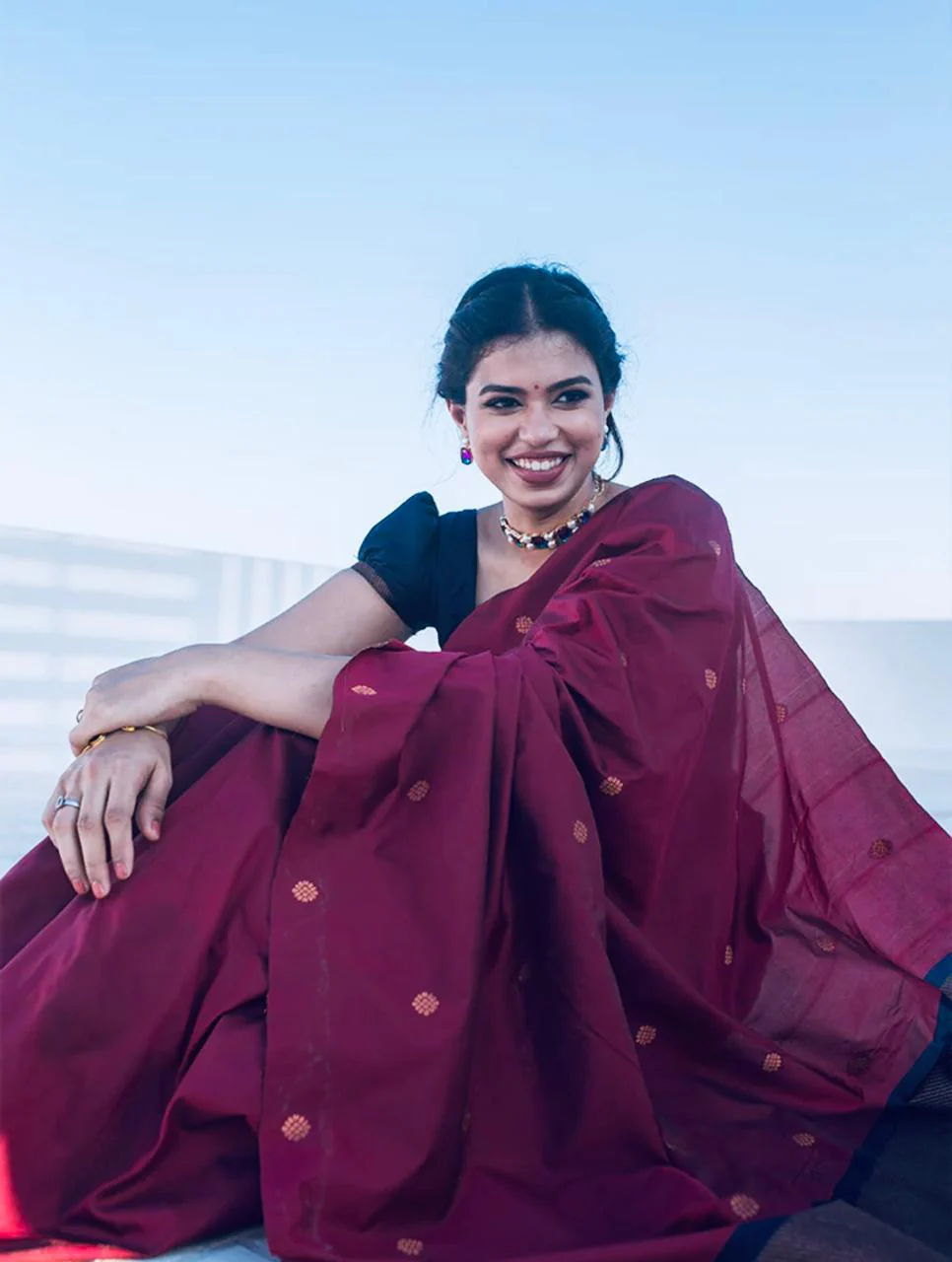 Incredible Wine Soft Silk Saree With Amiable Blouse Piece - Image 4