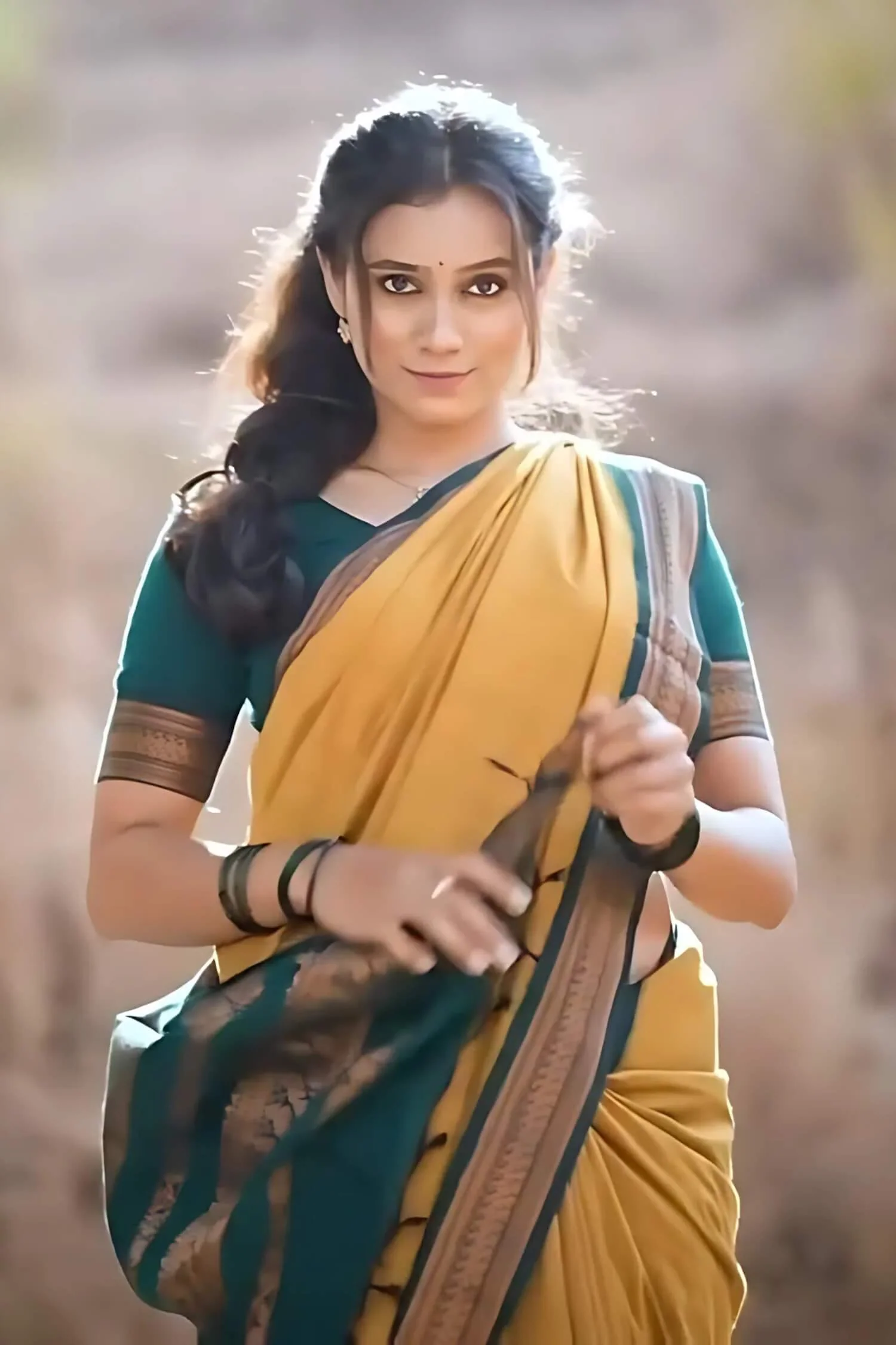 Inspiring Mustard Soft Silk Saree With Verdant Blouse Piece - Image 2