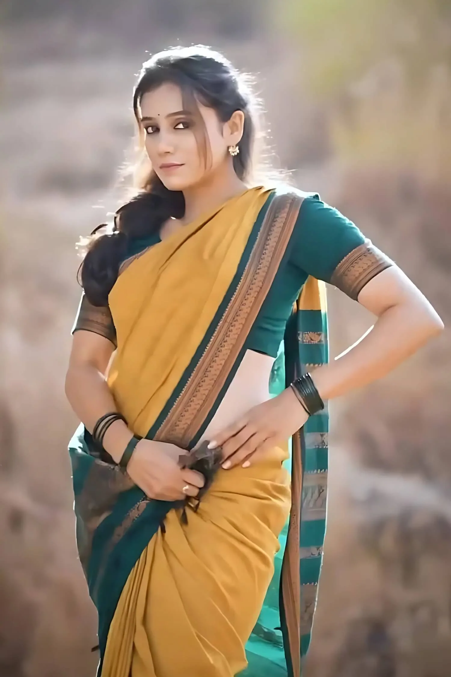 Inspiring Mustard Soft Silk Saree With Verdant Blouse Piece - Image 4