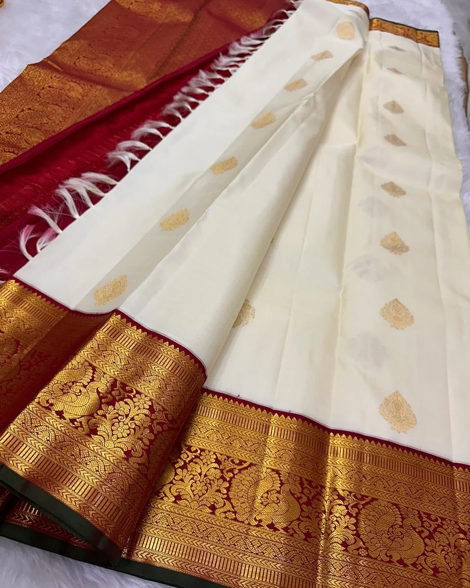 Jazzy Beige Soft Silk Saree With Stylish Blouse Piece - Image 3