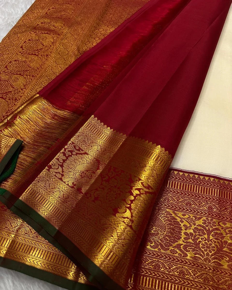 Jazzy Beige Soft Silk Saree With Stylish Blouse Piece - Image 4