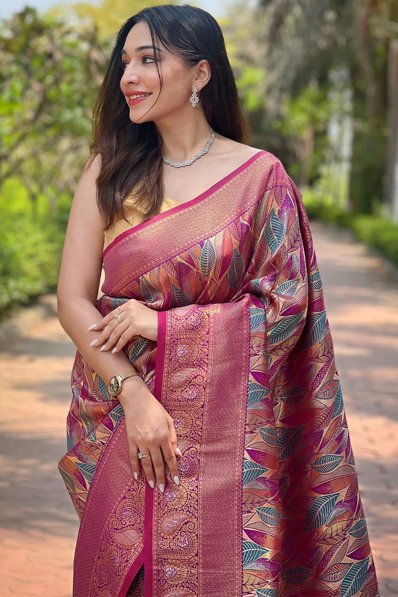 Jazzy Purple Kanjivaram Silk Saree With Breathtaking Blouse Piece - Image 2