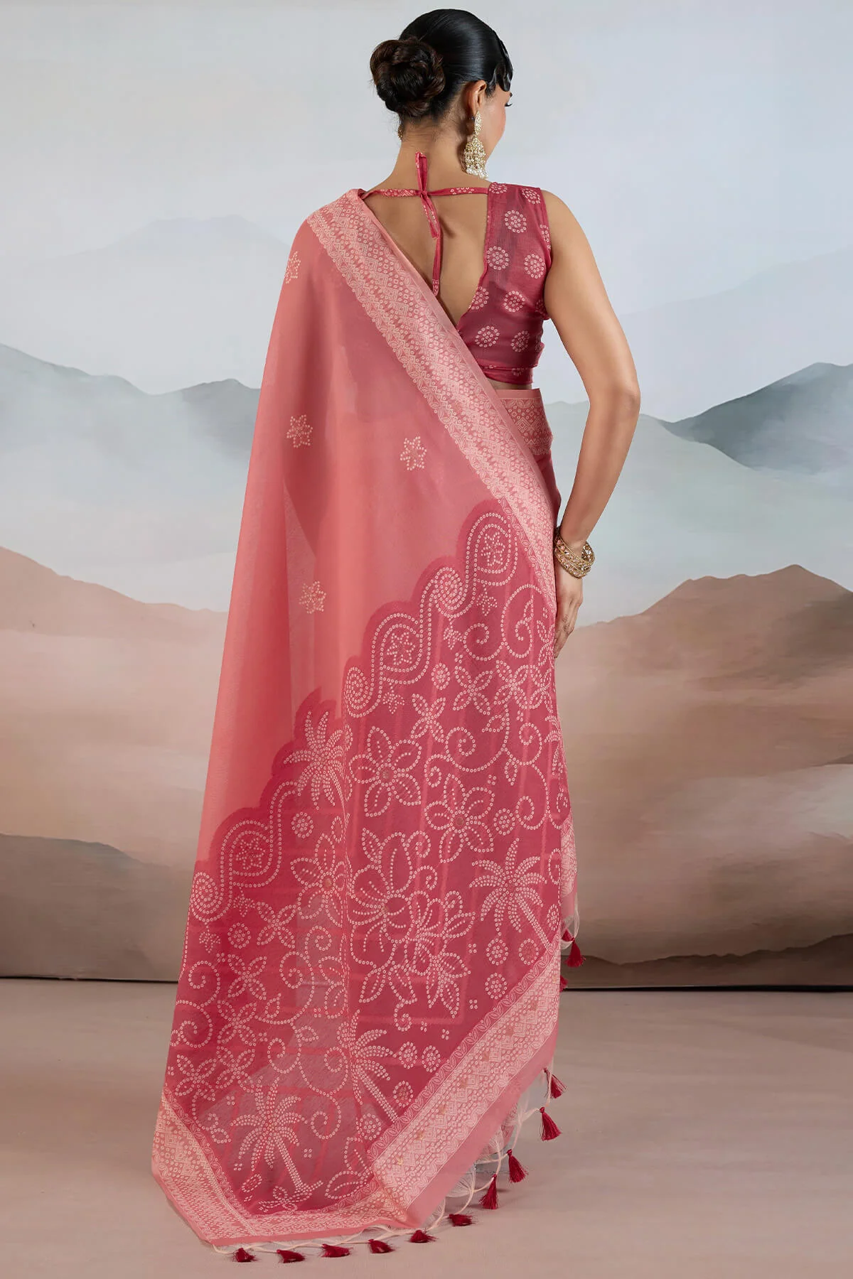 Jubilant Pink Cotton Silk Saree With Petrichor Blouse Piece - Image 5