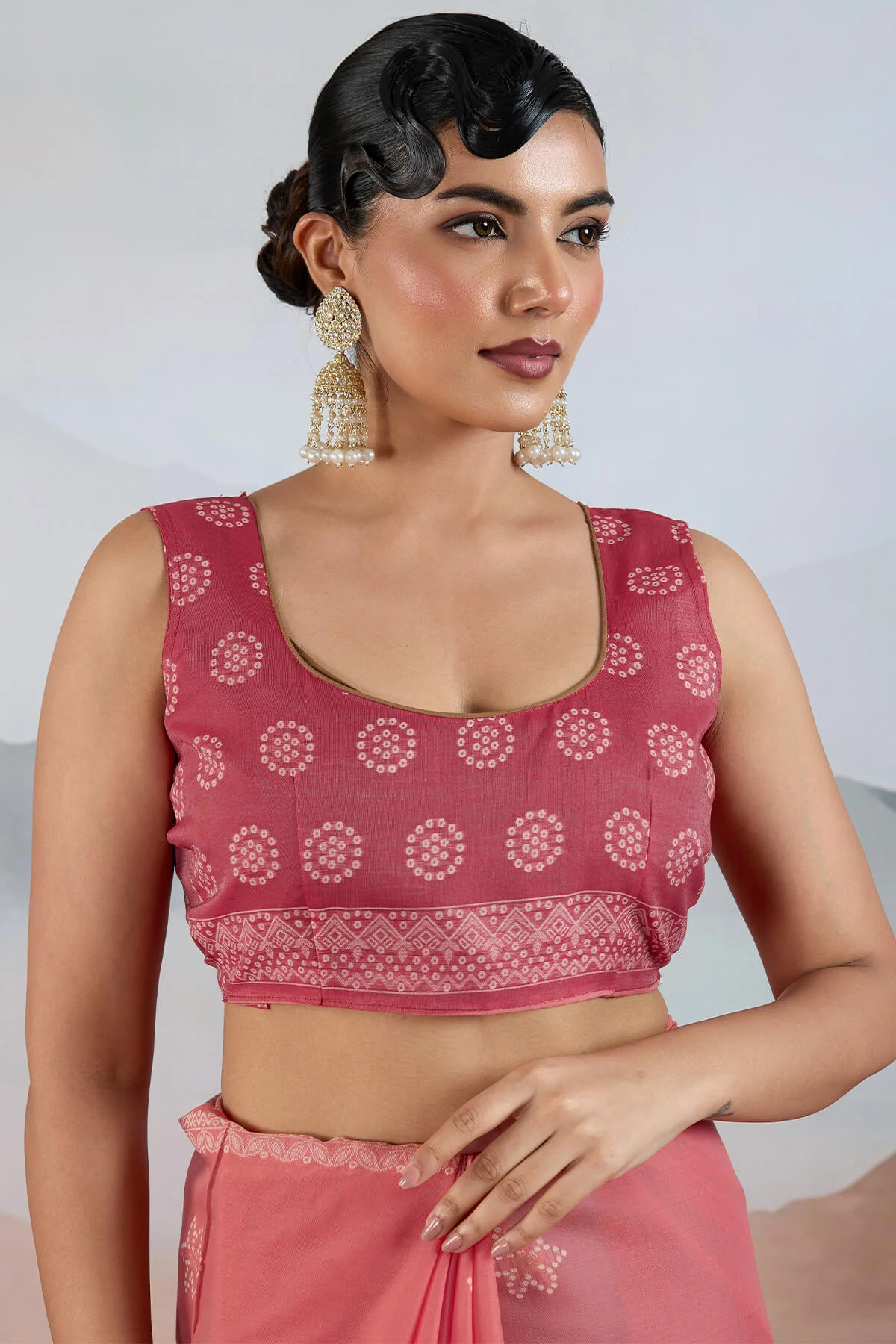 Jubilant Pink Cotton Silk Saree With Petrichor Blouse Piece - Image 6