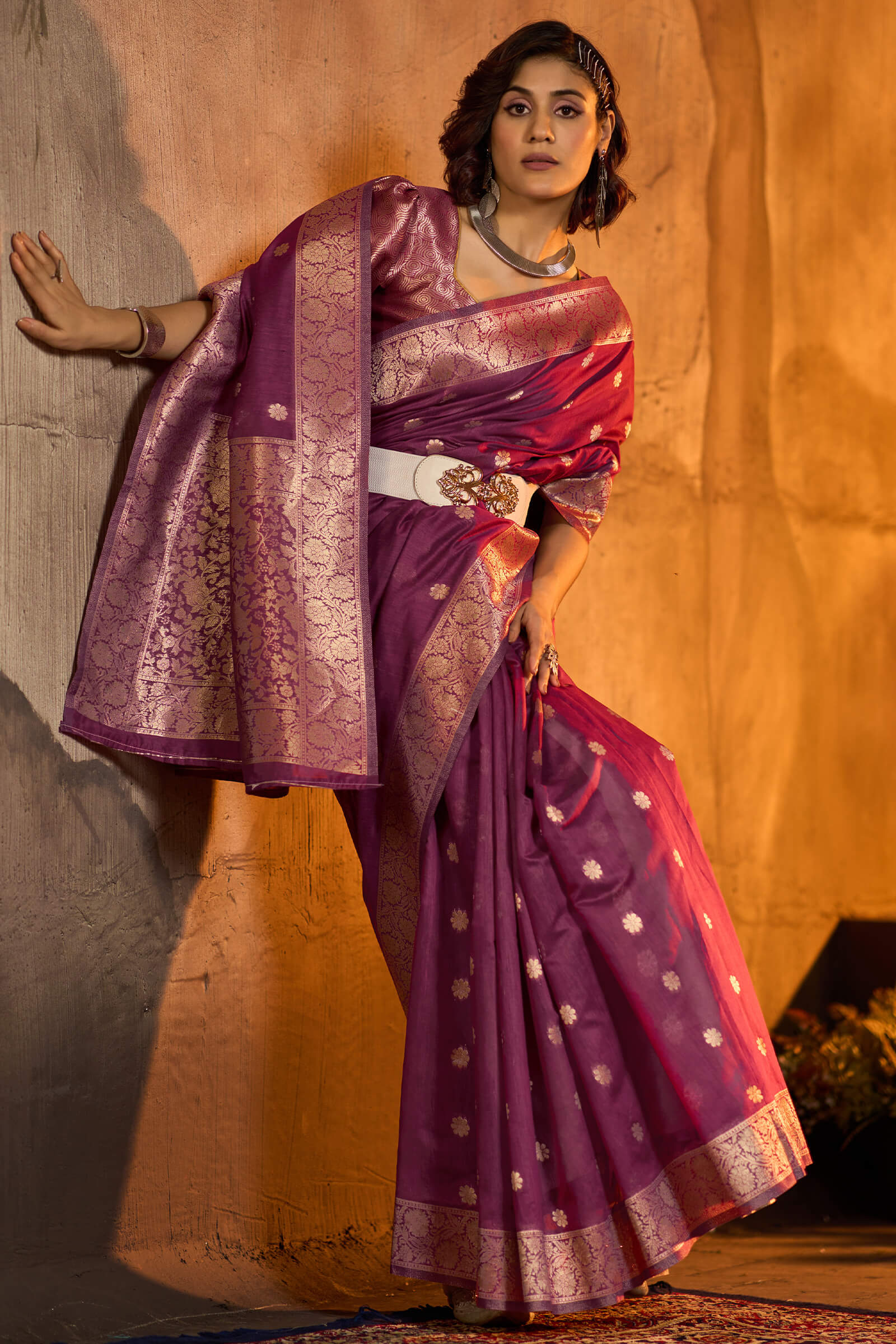 Lagniappe Purple Soft Banarasi Silk Saree With Scrupulous Blouse Piece - Image 3