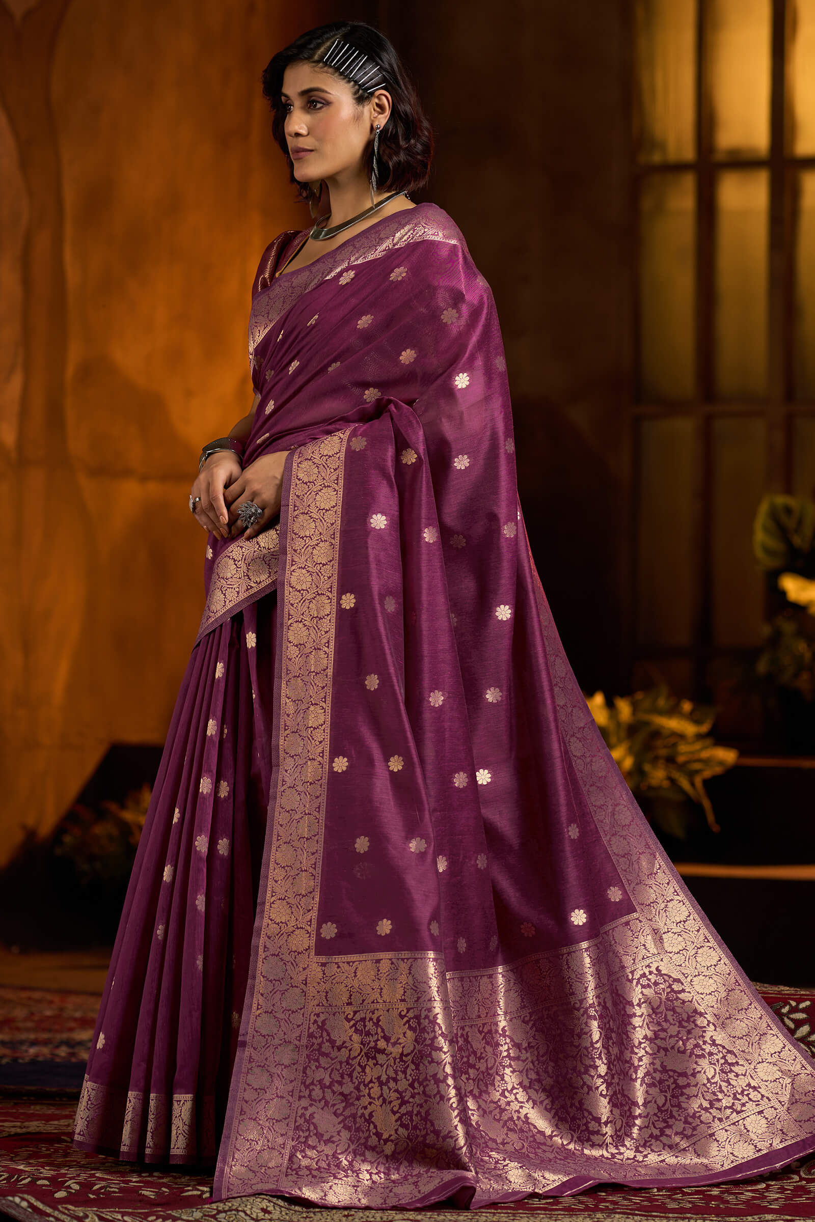 Lagniappe Purple Soft Banarasi Silk Saree With Scrupulous Blouse Piece - Image 4