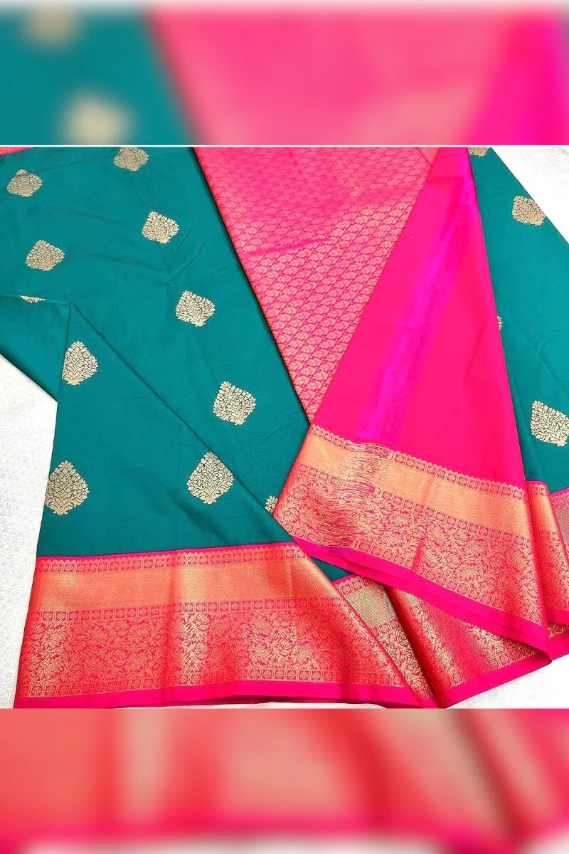 Lagniappe Rama Soft Banarasi Silk Saree With Luxuriant Blouse Piece - Image 2