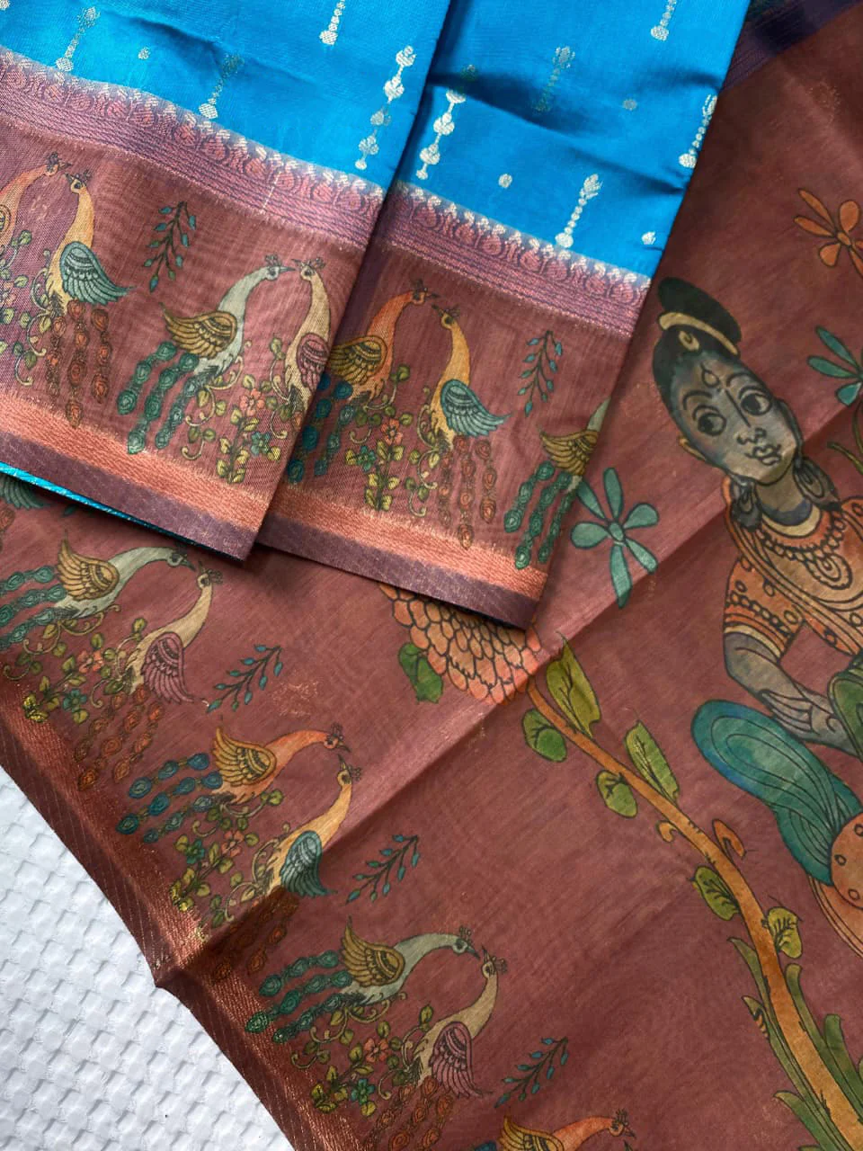 Lassitude Firozi Soft Chanderi Silk Printed Saree With Demure Blouse Piece - Image 2