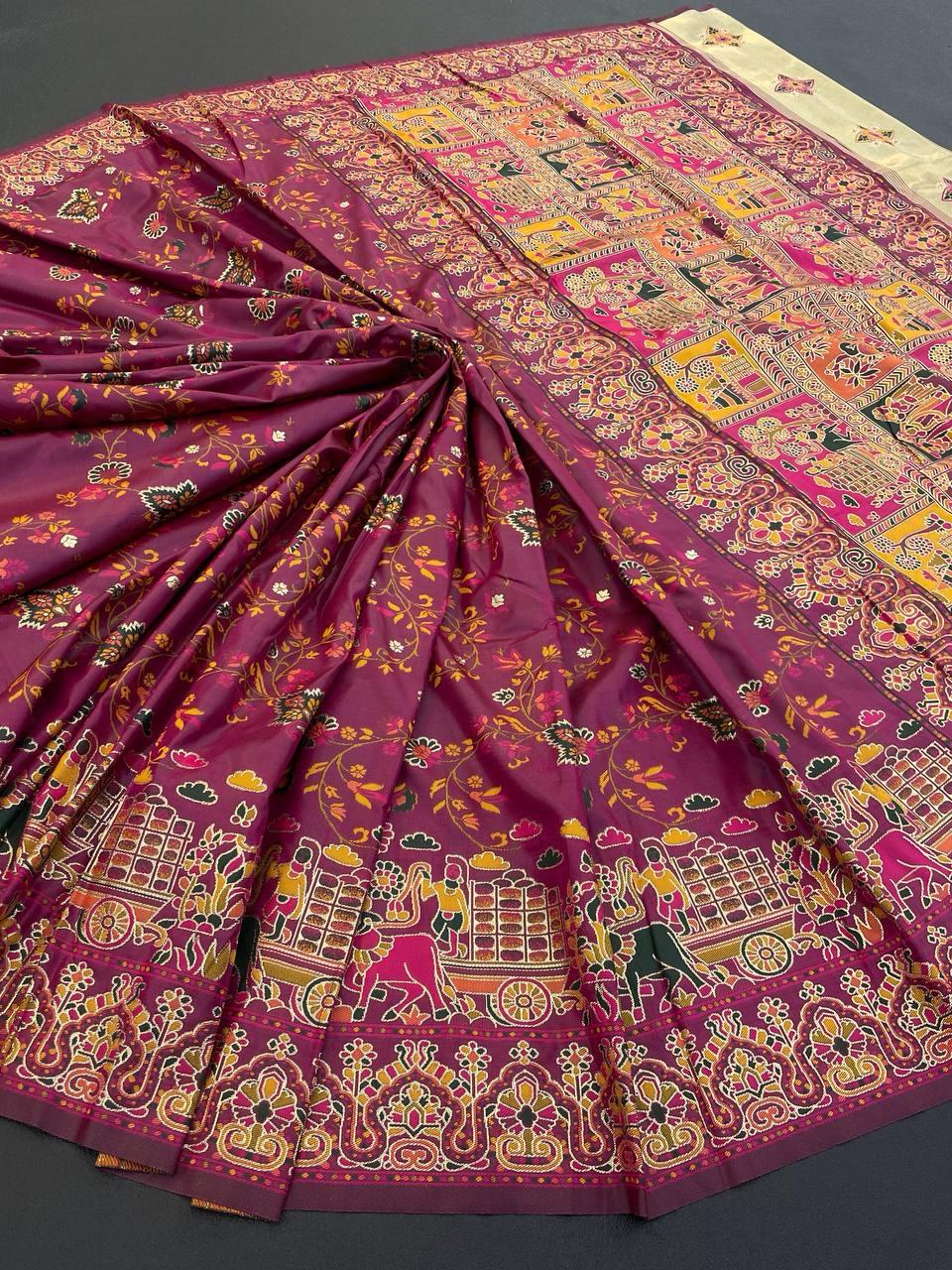 Luminous Wine Pashmina Saree With Winsome Blouse Piece - Image 3