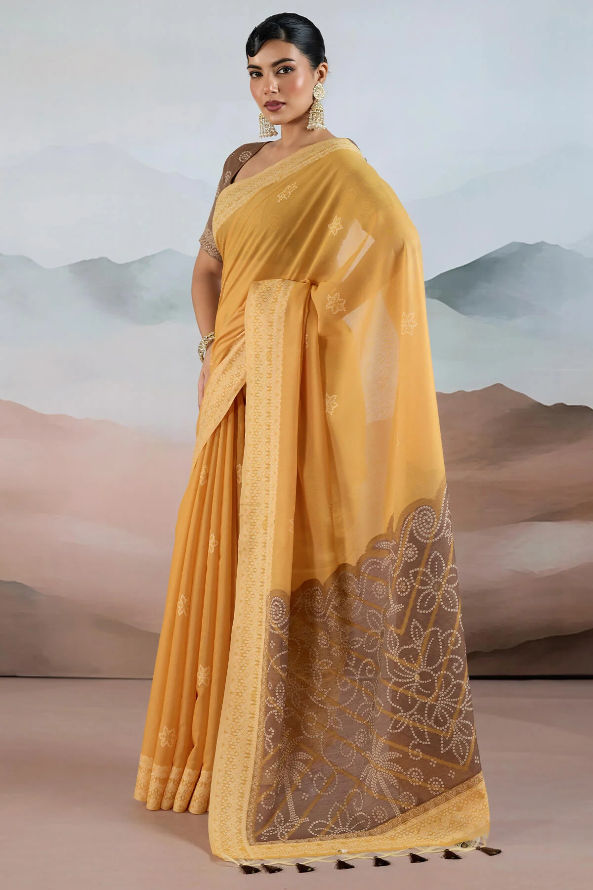 Luxuriant Yellow Cotton Silk Saree With Demesne Blouse Piece - Image 3
