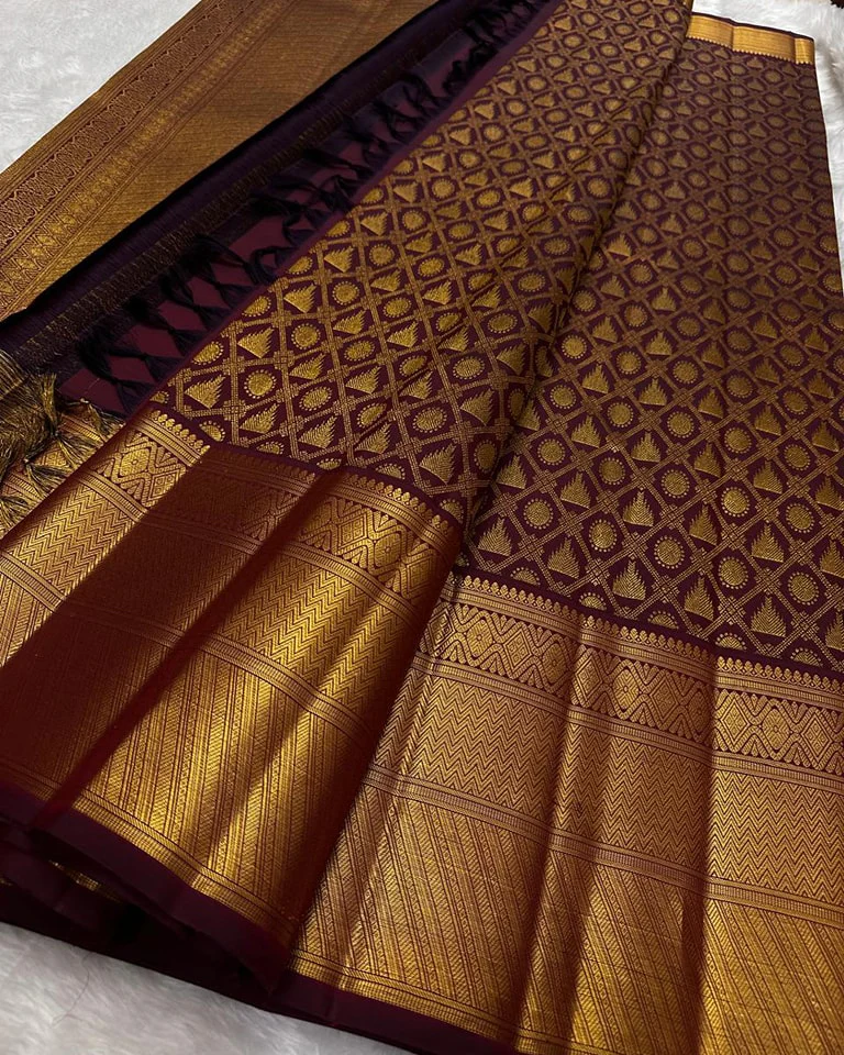 Magnetic Wine Soft Banarasi Silk Saree With Embellished Blouse Piece - Image 2