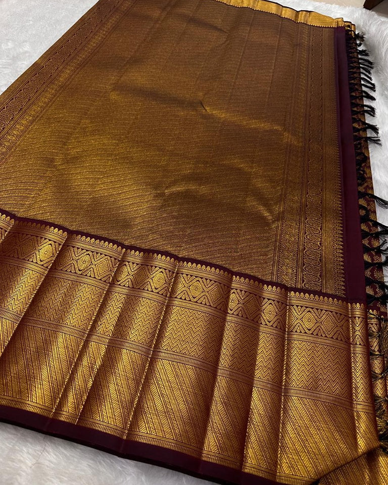 Magnetic Wine Soft Banarasi Silk Saree With Embellished Blouse Piece - Image 4