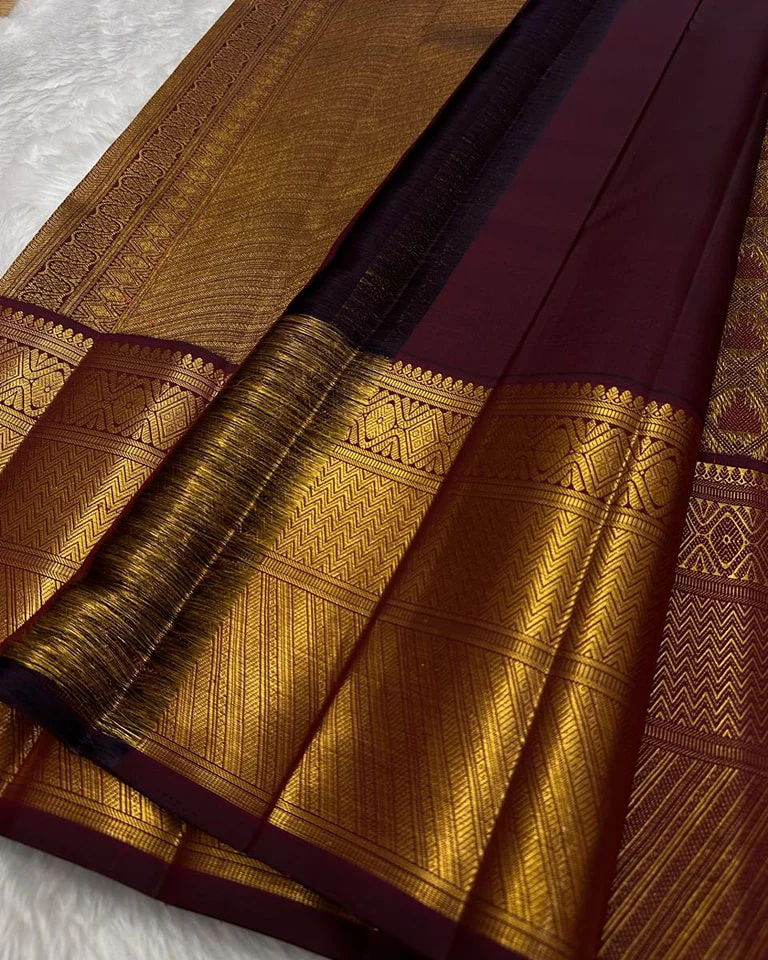Magnetic Wine Soft Banarasi Silk Saree With Embellished Blouse Piece - Image 5