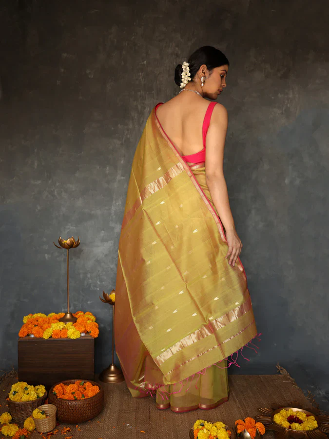 Magnificat Mustard Cotton Silk Saree With Exemplary Blouse Piece - Image 4