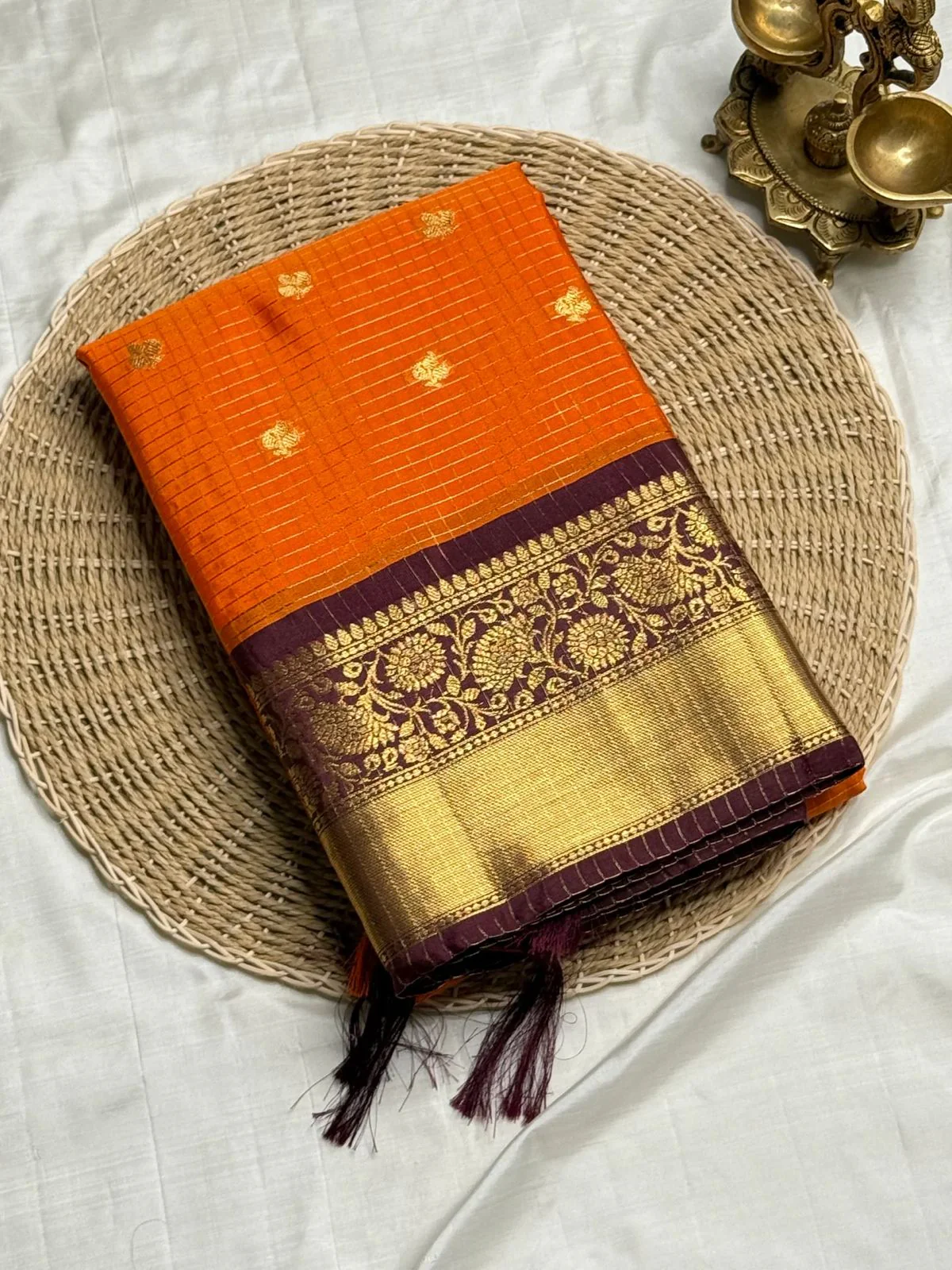 Magnificat Orange Soft Silk Saree With Precious Blouse Piece - Image 2