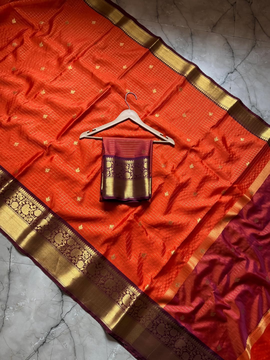 Magnificat Orange Soft Silk Saree With Precious Blouse Piece - Image 4