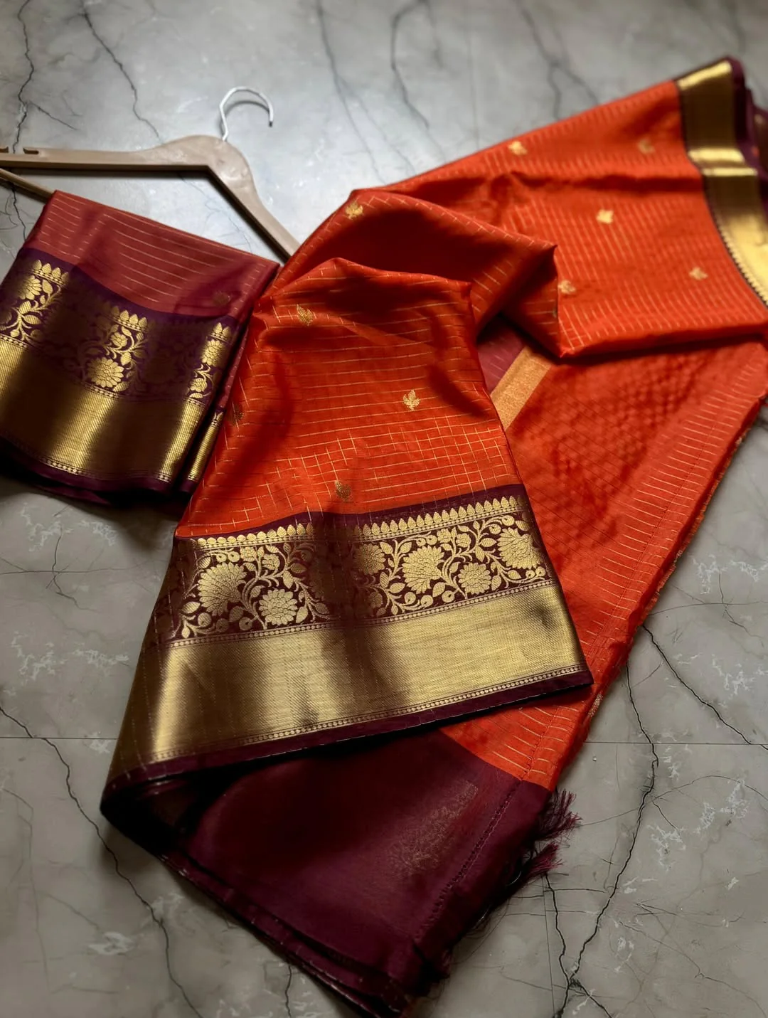 Magnificat Orange Soft Silk Saree With Precious Blouse Piece - Image 5