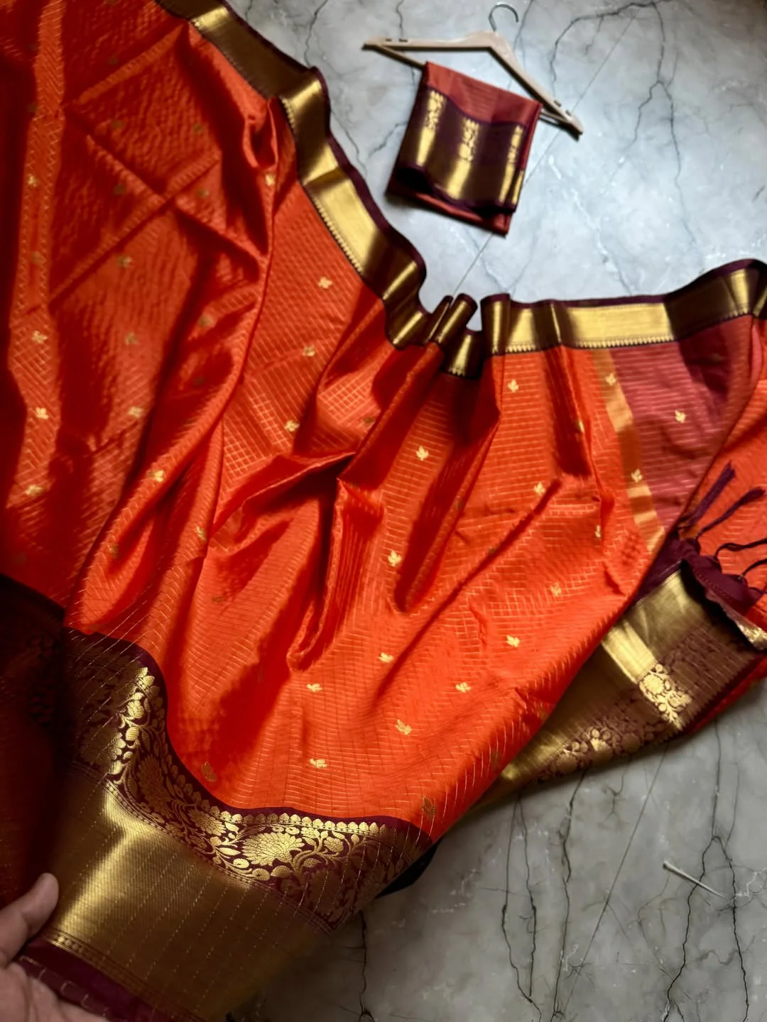 Magnificat Orange Soft Silk Saree With Precious Blouse Piece - Image 6