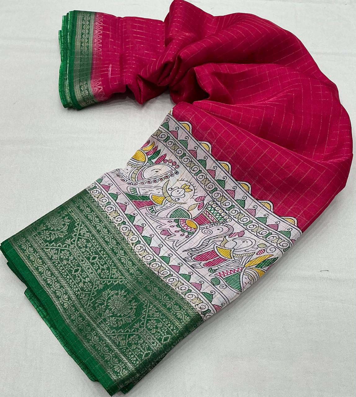Majestic Dark Pink Digital Printed Dola Silk Saree With Fugacious Blouse Piece - Image 5
