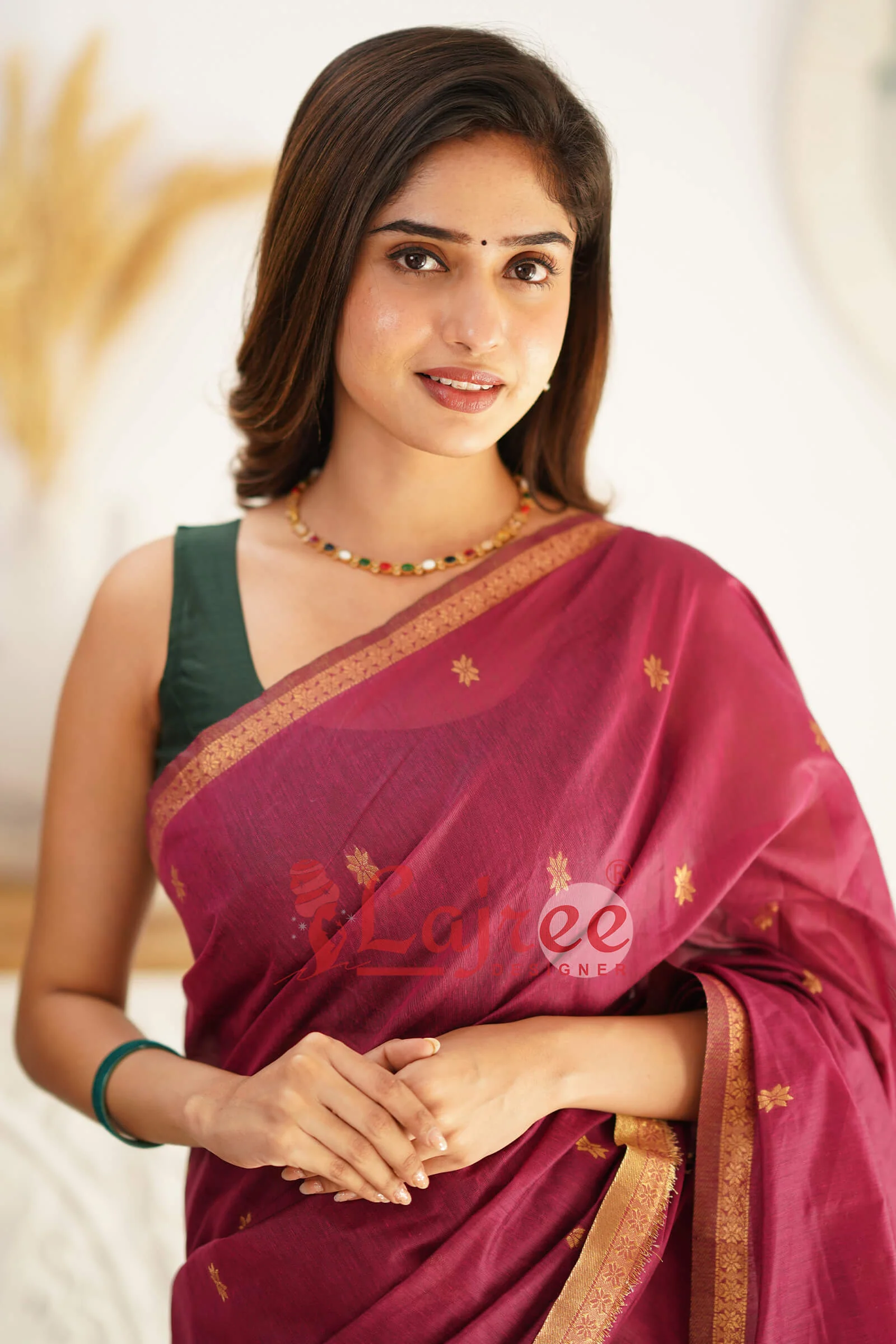 Marvellous Dark Pink Cotton Silk Saree With Outstanding Blouse Piece - Image 7