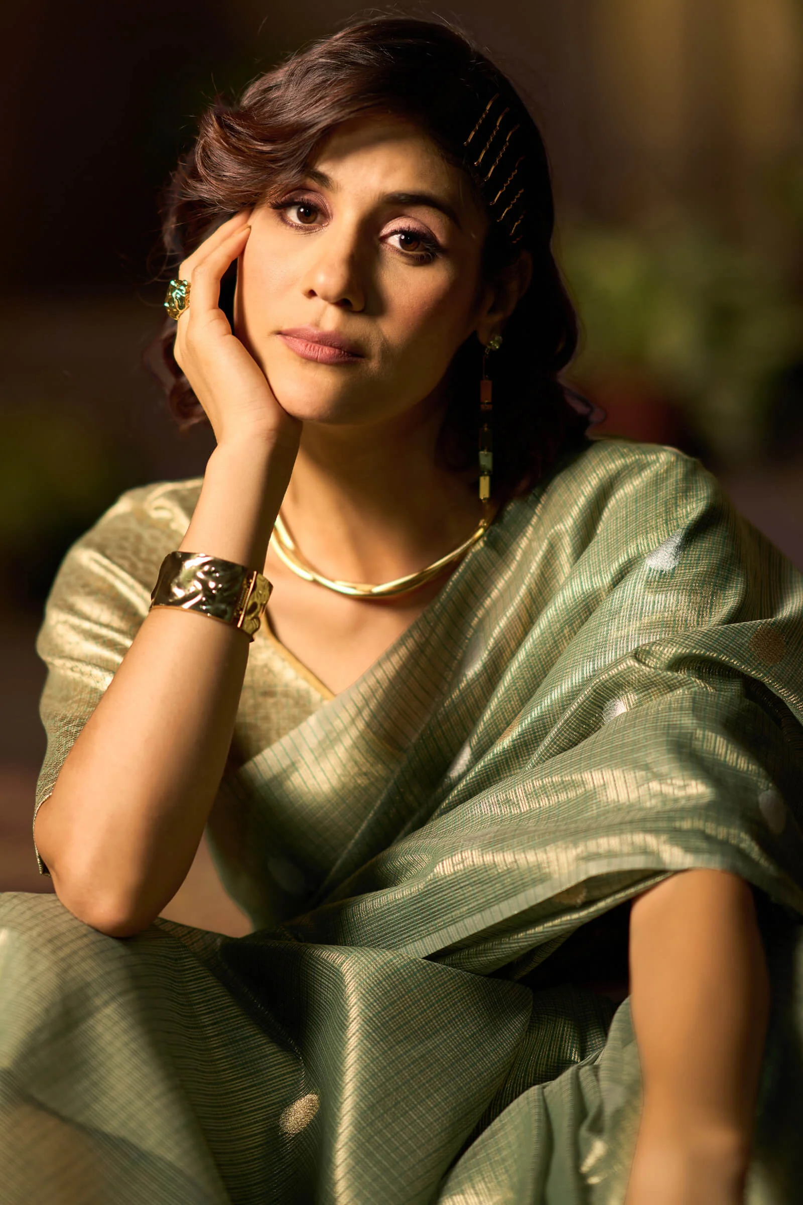 Murmurous Sea Green Soft Banarasi Tissue Silk Saree With Enticing Blouse Piece - Image 6