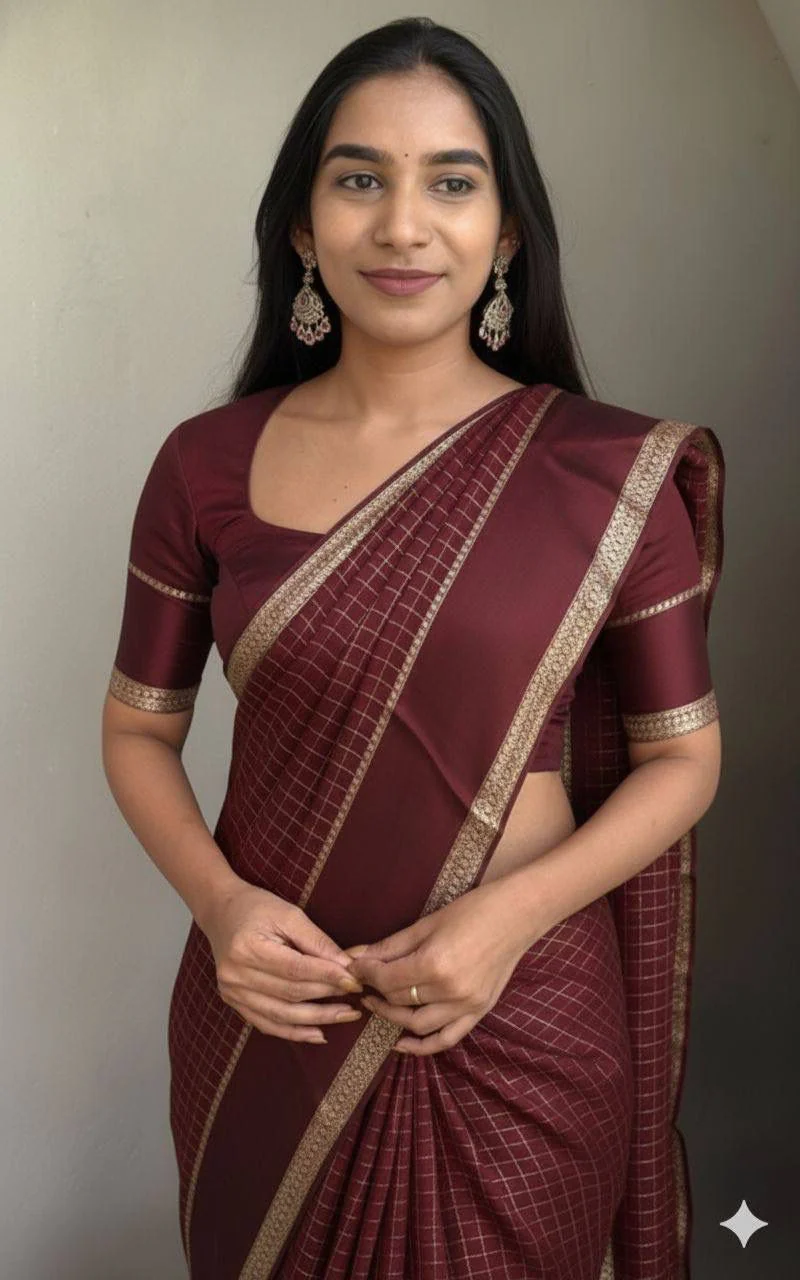 Nebula Brown Banarasi Viscose Silk Saree With Lissome Blouse Piece