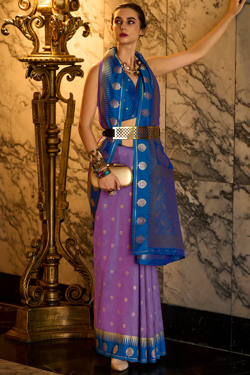 Nemesis Lavender Soft Banarasi Silk Saree With Beauteous Blouse Piece - Image 3