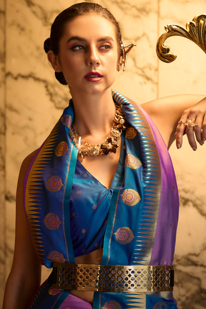 Nemesis Lavender Soft Banarasi Silk Saree With Beauteous Blouse Piece - Image 4