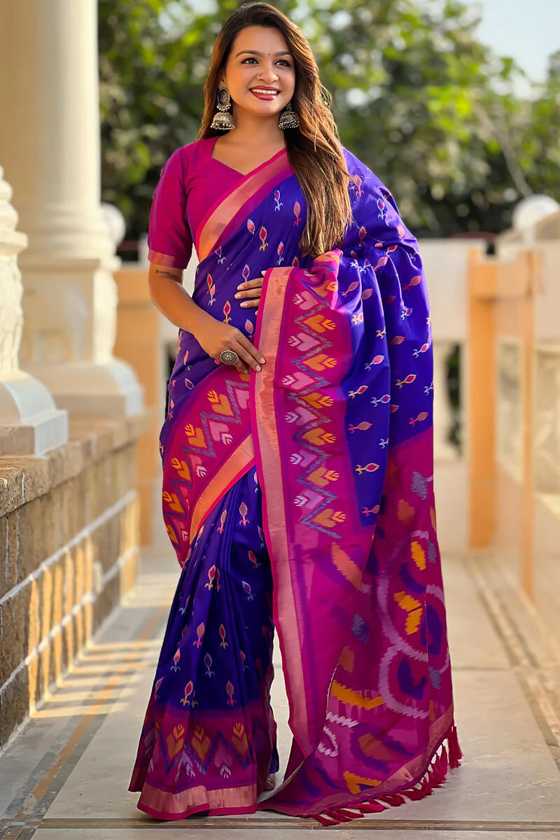 Nemesis Royal Blue Soft Banarasi Silk Saree With Magnificat Blouse Piece - Image 2