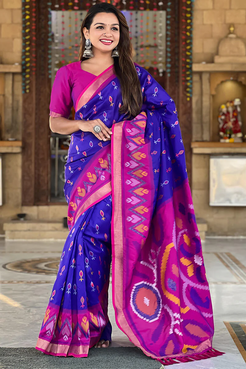 Nemesis Royal Blue Soft Banarasi Silk Saree With Magnificat Blouse Piece - Image 4