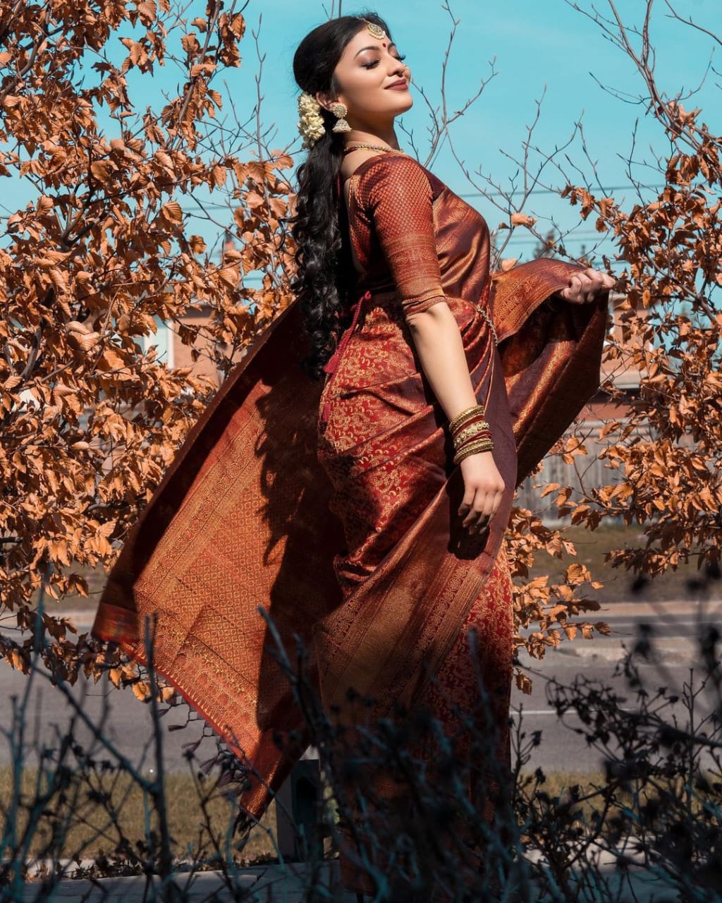 Opulent Wine Soft Silk Saree With Stunner Blouse Piece - Image 3
