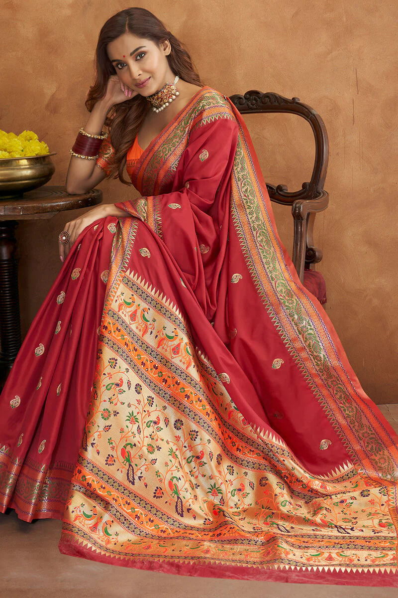 Petrichor Maroon Soft Banarasi Silk Saree With Delectable Blouse - Image 3
